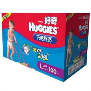 好奇干爽舒适纸尿裤箱装大号100片
