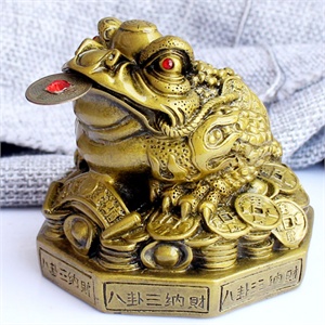聚善缘树脂铜金蟾开光招财金蟾摆件金蟾蜍摆件开业送礼家居摆设