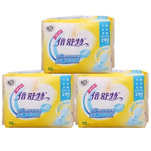 倍舒特 卫生巾干爽丝薄夜用独立3包组合装290mm/共30片