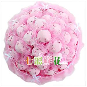 七彩鲜花 许愿树 小猪玩具 卡通花束 爱情礼物 小猪花束