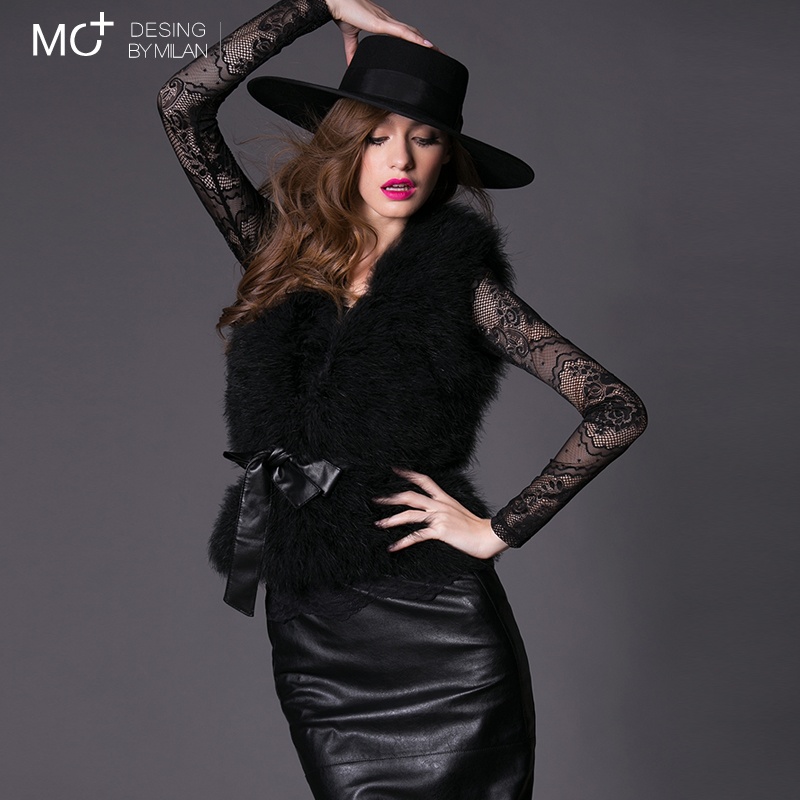 【沫加2014秋冬新款欧美鸵鸟<em>毛马甲</em>皮草外套