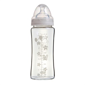 迪士尼 宝宝宽口径晶钻玻璃奶瓶DF410（9oz/260ml）