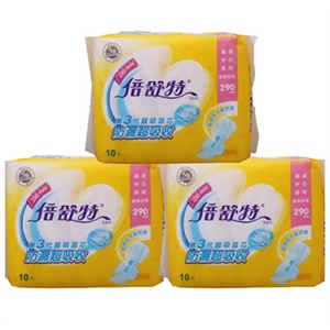 倍舒特 卫生巾棉柔纤巧夜用独立3包组合装290mm/共30片