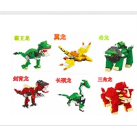 正品万格积木 启蒙星钻乐高式拼插玩具恐龙系列 霸王龙一套六款