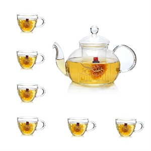 一屋窑耐热玻璃烤花茶具礼盒套装FH-201-6G