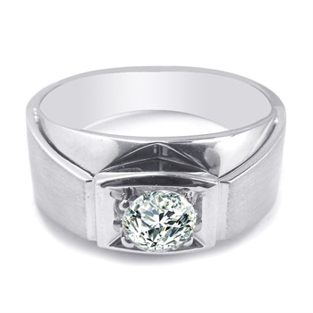 六福典雅珠宝 18k白金钻石戒指 50分 vs2 f色 gia结婚钻石戒指 男士