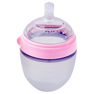 Comotomo妈妈乳感硅胶奶瓶(150ML,粉色，奶嘴流量为一滴，适合0-3个月）