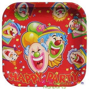 生日用品/生日聚会用品/生日派对用品/礼品/魔术小丑纸盘12个/包