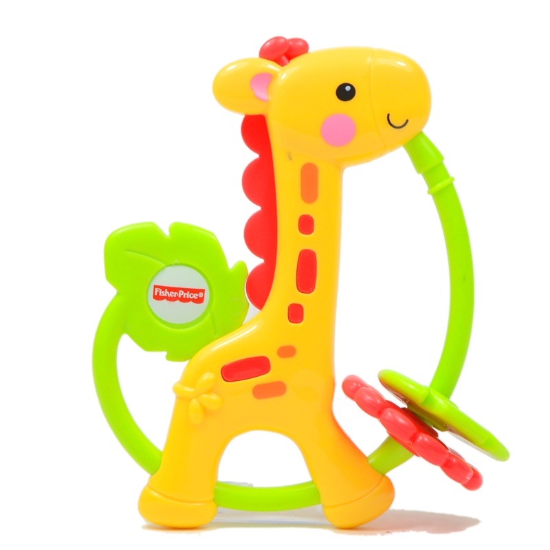 Fisher Price 费雪 缤纷动物之长颈鹿牙胶摇铃组 婴儿玩具 Y6582