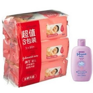 强生婴儿柔湿巾有香80p*3+舒眠沐浴露300ml