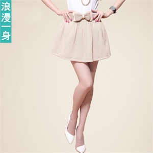 浪漫一身 韩版夏装女蝴蝶结 修身百搭短裙半身裙 8211706