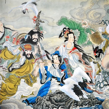 墨香阁 八仙过海 各显神通 半手绘 风水画 四尺 水墨画 画 书画