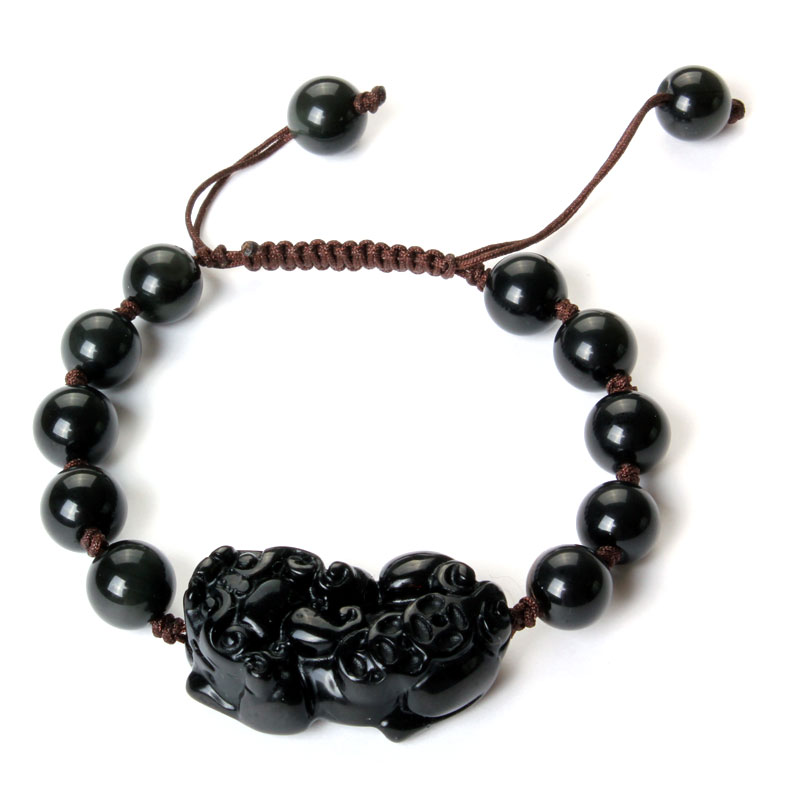 天然黑曜石貔貅手链(售完为止)图片