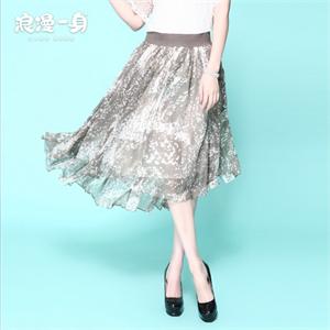 浪漫一身 2012夏装女韩版抽象印花图案 百搭半身裙 8221711
