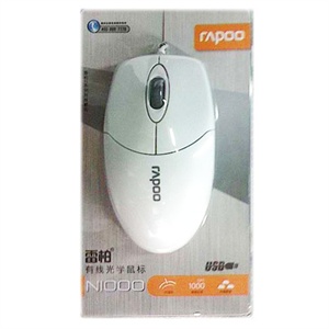 【当当销售配送】雷柏（Rapoo)N1000网吧级 有线光学鼠标 USB接口 白色