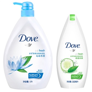 Dove多芬 沁凉水润清爽沐浴乳1L+清透水润清爽300ml