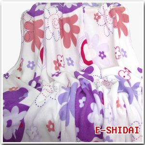 豪美家纺---毛毯系列之印花舒棉绒毯180*200 紫色齿轮花形