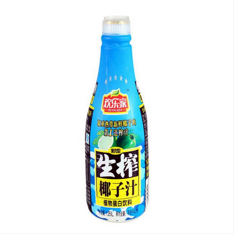 【欢乐家生榨椰子汁1.25L 果肉型植物蛋白饮料