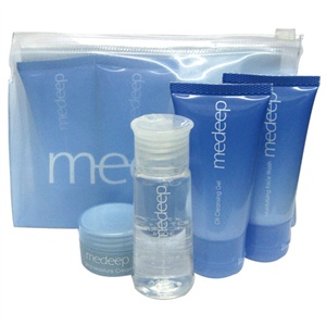 medeep水理肌 清爽旅行套装清爽 卸妆凝露30ml+水润净颜乳30ml+轻柔修护美肌水30ml+双倍修护保湿霜10g