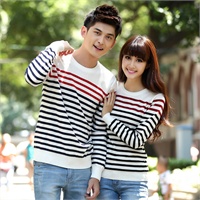 恩尚 童佳倩同款情侣装<em>毛衣女打底衫</em>条纹针织