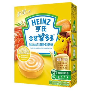 亨氏 金装智多多DHA＋AA三文鱼胡萝卜配方营养米粉3段 200G/盒