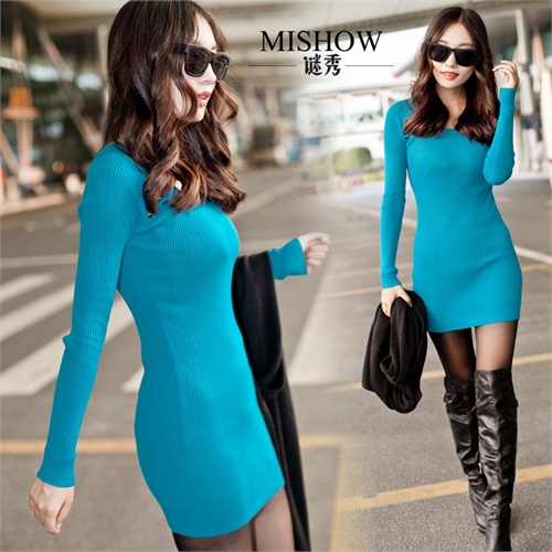 谜秀 2013秋冬<em>新款</em> 女士中<em>长款</em>修身打底<em>毛衣</em> 纽