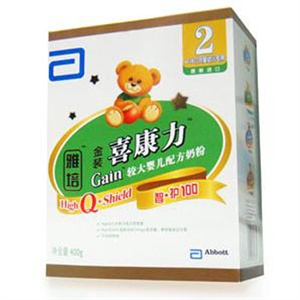 100%原装进口 雅培智护金装喜康力婴儿配方奶粉2段盒装400g*24/箱