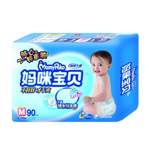妈咪宝贝 瞬吸干爽纸尿裤特大包男M 中号90片