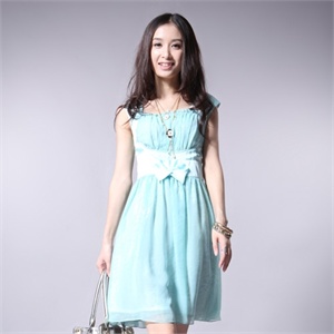 浪漫一身 2012夏装豹纹中腰 印花蝴蝶结 吊带内衬连衣裙8021550