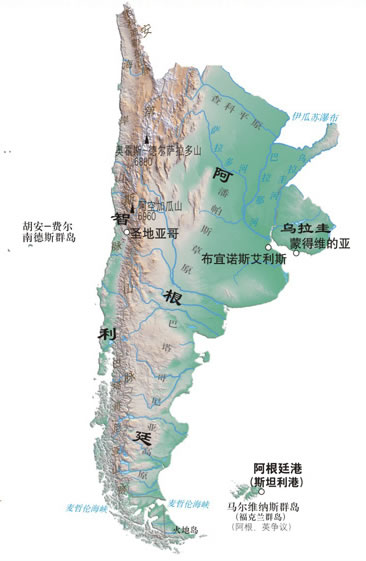 全新正版.世界分国地图-智利 阿根廷 乌拉圭_图