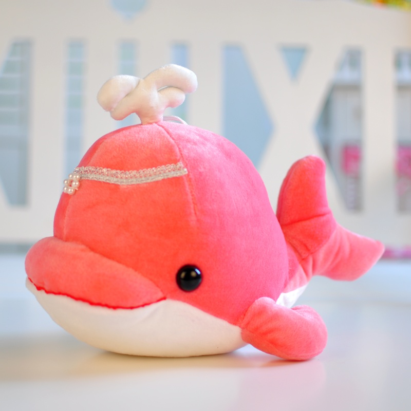 保蒂卡 情侣海豚布娃娃毛绒玩具公仔抱枕靠垫生日礼物_30厘米红色