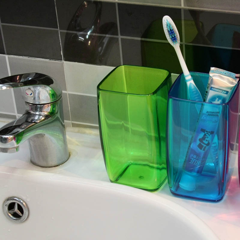 欧润哲 大号牙刷杯套装 塑料水杯刷牙杯漱口杯子 牙缸杯情侣创意_蓝色