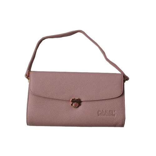 美国骆驼牌头层牛皮粉色手拎斜挎淑女包wb13008-1