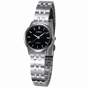 ebohr 依波 正装系列圆形黑面钢表带女装腕表02393247