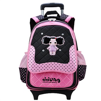 新款~韩国冬己 小学生拉杆书包 女款两用卡通减负书包sd8008_黑色