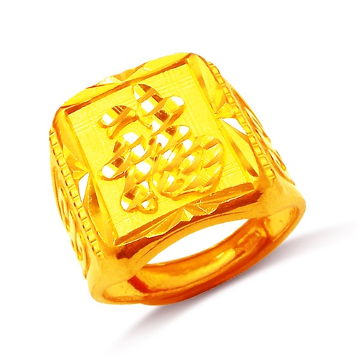 金太福钻石 24k纯金 999千足金戒指 结婚 黄金戒指 男戒12.72g