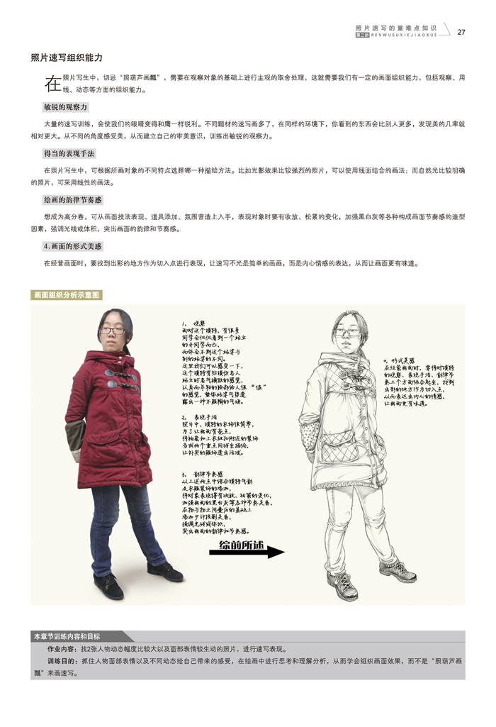 郝良月人物速写教学照片&写生对比训练